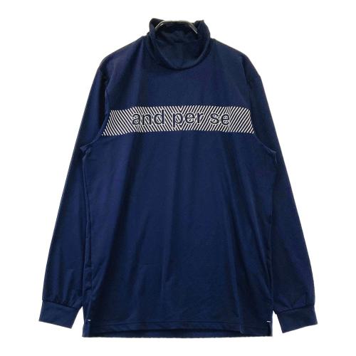 美品【and per se】アンパスィ 総柄 長袖ポロシャツ ゴルフ ネイビー AND PER SE アンパスィ 長袖 ポロシャツ 総柄 ネイビー系 サイズ