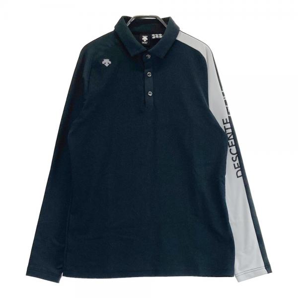サイズ：L DESCENTE GOLF デサントゴルフ  起毛 長袖ポロシャツ  ブラック系 [240101472834] ゴルフウェア メンズ ストスト DESCENTE GOLF デサントゴルフ 起毛 長袖ポロシャツ ブラック系