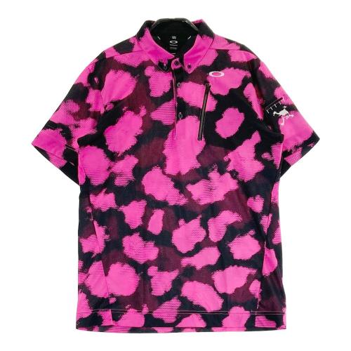 OAKLEY オークリー 半袖ポロシャツ 総柄 ブラック系 サイズ：L