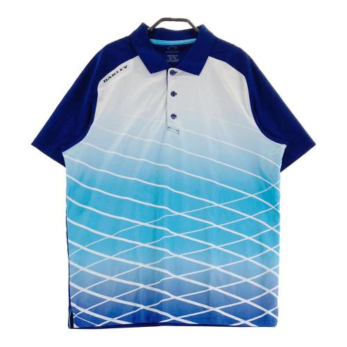 サイズ：4 NEW BALANCE GOLF ニューバランス  半袖ポロシャツ ロゴプリント 総柄 ブルー系 [240101401185] ゴルフウェア メンズ ストスト NEW BALANCE GOLF ニューバランス 半袖ポロシャツ ロゴプリント
