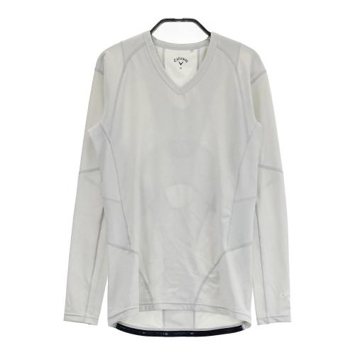 サイズ：LL AND PER SE アンパスィ  Vネック 長袖インナーTシャツ  グレー系 [240101434267] ゴルフウェア レディース ストスト サイズ：LL AND PER SE アンパスィ Vネック 長袖インナーTシャツ