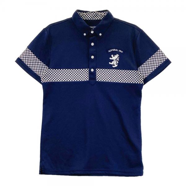 Admiral - coco 中古 アドミラルゴルフ Admiral Golf メンズ 半袖ポロシャツ M 紺 ネイビー ボタンダウン 総柄 ADMIRAL アドミラル 半袖 ポロシャツ ボタンダウン ネイビー系