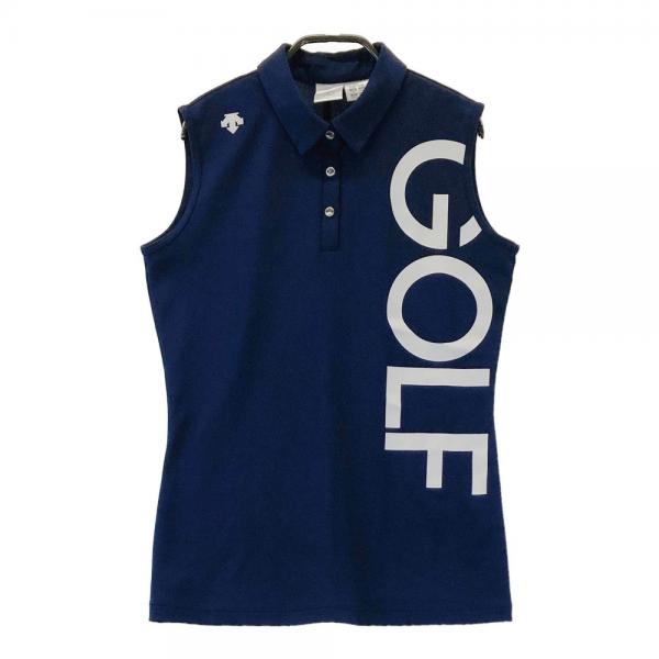 coco 中古 デサントゴルフ DESCENTE GOLF レディース ノースリーブ S 紺×オレンジ ネイビー ポロシャツ DESCENTE GOLF デサントゴルフ ノースリーブ ポロシャツ