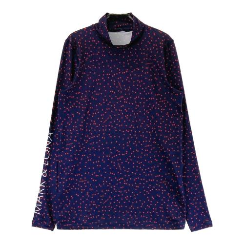 サイズ：38 MARK&LONA マークアンドロナ  ハイネック 長袖Tシャツ スカル ブラック系 [240101481879] ゴルフウェア レディース ストスト MARK&LONA マークアンドロナ ハイネック 長袖Tシャツ スカル