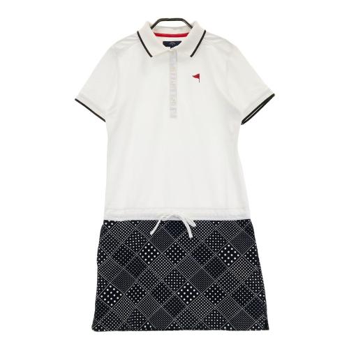 サイズ：2 NEW BALANCE GOLF ニューバランス  半袖ポロ ワンピース ボーダー柄 ピンク系 [240101483107] ゴルフウェア レディース ストスト NEW BALANCE GOLF ニューバランス 半袖ポロ ワンピース ボーダー