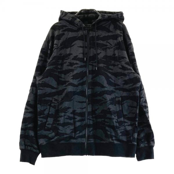 サイズ：XLARGE NEW ERA ニューエラ  ジップパーカー カモフラ 迷彩柄 ブラック系 [240101475081] ゴルフウェア メンズ ストスト NEW ERA ニューエラ ジップパーカー カモフラ 迷彩柄 ブラック系