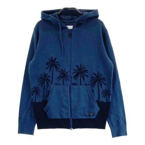 サイズ：M TRAVIS MATHEW トラビスマシュー  ニットジップパーカー ヤシの木柄 ネイビー系 [240101475114] ゴルフウェア メンズ ストスト TRAVIS MATHEW トラビスマシュー ニットジップパーカー ヤシの木