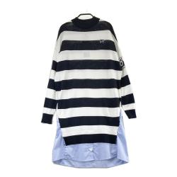 サイズ：1 PEARLY GATES パーリーゲイツ  ハイネック 長袖ニットワンピース ストライプ柄 ネイビー系 [240101434702] ゴルフウェア レディース ストスト PEARLY GATES(パーリーゲイツ) ワンピース・オールインワン