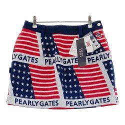 サイズ：1 PEARLY GATES パーリーゲイツ 055-0234005 パイル スカート 星条旗総柄 ネイビー系 [240101475273] ゴルフウェア レディース ストスト PEARLY GATES パーリーゲイツ 055-0234005 パイル スカート