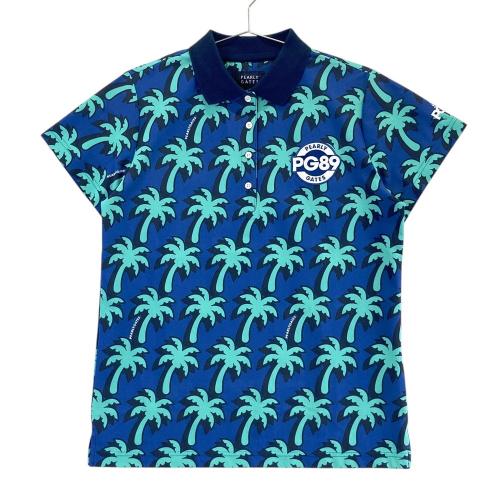 PEARLY GATES パーリーゲイツ 半袖ポロシャツ ヤシの木柄 ネイビー系