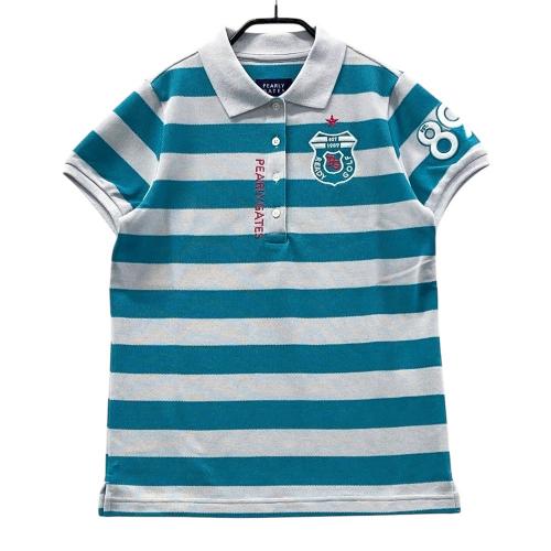 PEARLY GATES パーリーゲイツ 半袖ポロシャツ ボーダー柄 ブルー系