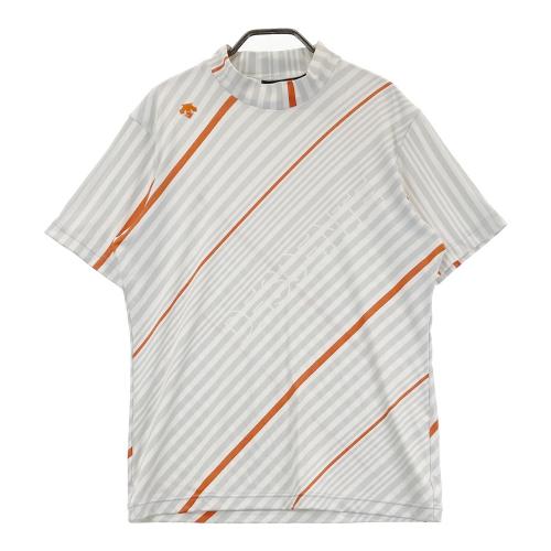 サイズ：XO DESCENTE GOLF デサントゴルフ  シアサッカー ハーフジップ 半袖Tシャツ ストライプ柄 グレー系 [240101476534] ゴルフウェア メンズ ストスト DESCENTE GOLF デサントゴルフ シアサッカー ハーフジップ 半袖T