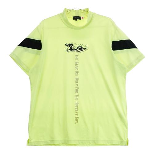 サイズ：4 DANCE WITH DRAGON ダンスウィズドラゴン  半袖ハイネックTシャツ  グリーン系 [240101475505] ゴルフウェア メンズ ストスト DANCE WITH DRAGON ダンスウィズドラゴン 半袖ハイネックTシャツ