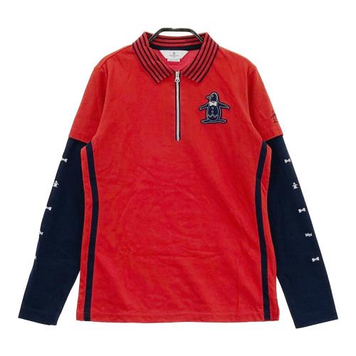 MUNSING WEAR マンシングウェア 重ね着風 長袖ポロシャツ レッド