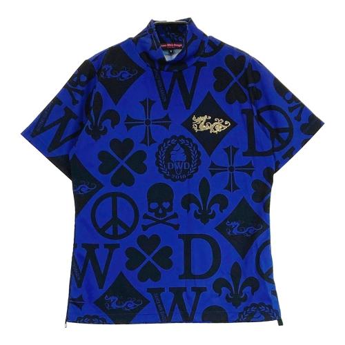 サイズ：2 DANCE WITH DRAGON ダンスウィズドラゴン  ハイネック 半袖Tシャツ ロゴ総柄 ホワイト系 [240101427503] ゴルフウェア レディース ストスト DANCE WITH DRAGON ダンスウィズドラゴン ハイネック 半袖T