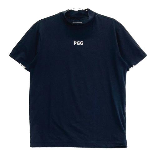 【PGG】サイズ1 PEARLY GATES ハイネック 半袖Tシャツ ブラック PEARLY GATES パーリーゲイツ ロゴプリント ハイネック 半袖T