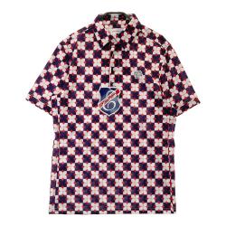 coco 中古 エフィカスオム efficace homme レディース ワンピース M ピンク×白×グレー 半袖ポロワンピース 千鳥柄 中古 レディース エフィカスオム efficace homme ワンピース M