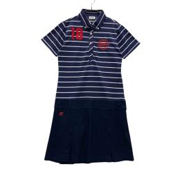 【フィラゴルフ】ゴルフ ポロシャツ ワンピース チェック 総柄 L グレー×黒 フィラゴルフ FILA GOLF チェック柄 ワンピース ゴルフウェア L