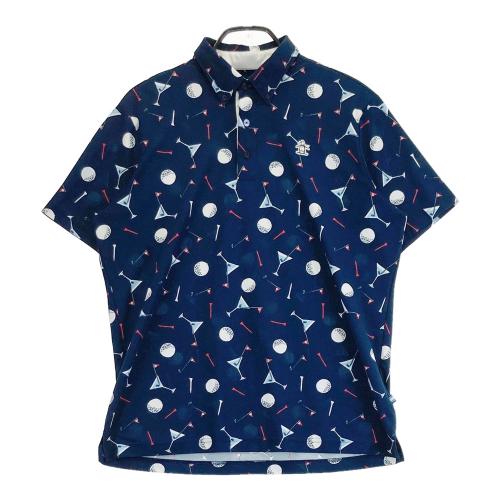 サイズ：M MUNSING WEAR マンシングウェア MGMTJA04 半袖ポロシャツ ボタンダウン 総柄 ネイビー系 [240101442113] ゴルフウェア メンズ ストスト MUNSING WEAR マンシングウェア MGMTJA04 半袖ポロシャツ ボタン