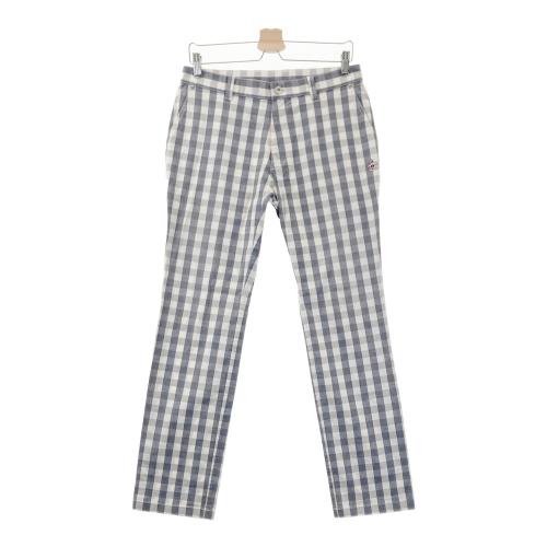 サイズ：M MUNSING WEAR マンシングウェア  半袖ポロシャツ ボタンダウン チェック×ロゴ柄 ブルー系 [240101478472] ゴルフウェア メンズ ストスト MUNSING WEAR マンシングウェア 半袖ポロシャツ ボタンダウン