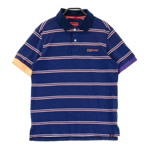 サイズ：4 NEW BALANCE GOLF ニューバランス  長袖ポロシャツ ボーダー柄 グレー系 [240101444215] ゴルフウェア メンズ ストスト NEW BALANCE GOLF ニューバランス 長袖ポロシャツ ボーダー柄