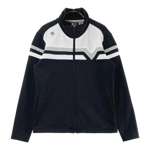 サイズ：M DESCENTE GOLF デサントゴルフ  切替 ジップジャケット 総柄 ネイビー系 [240101434582] ゴルフウェア メンズ ストスト DESCENTE GOLF デサントゴルフ 切替 ジップジャケット 総柄
