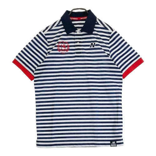サイズ：4 NEW BALANCE GOLF ニューバランス  長袖ポロシャツ ボーダー柄 グレー系 [240101444215] ゴルフウェア メンズ ストスト NEW BALANCE GOLF ニューバランス 長袖ポロシャツ ボーダー柄
