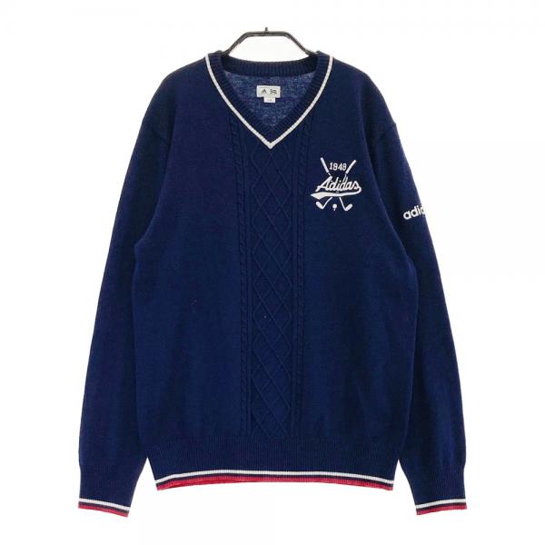 ADIDAS GOLF アディダスゴルフ Vネック ニットセーター ネイビー