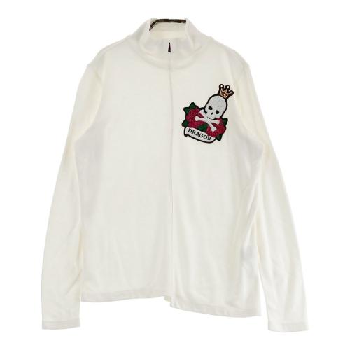 サイズ：2 DANCE WITH DRAGON ダンスウィズドラゴン  ハイネック 長袖Tシャツ ロゴ  ホワイト系 [240101434857] ゴルフウェア レディース ストスト DANCE WITH DRAGON ダンスウィズドラゴン 長袖ハイネックTシャツ