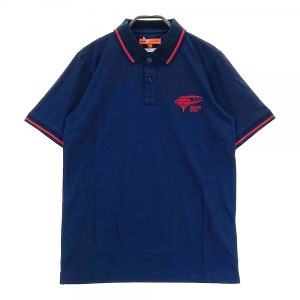 BEAMS GOLF ビームスゴルフ 半袖ポロシャツ 花 総柄 ネイビー系