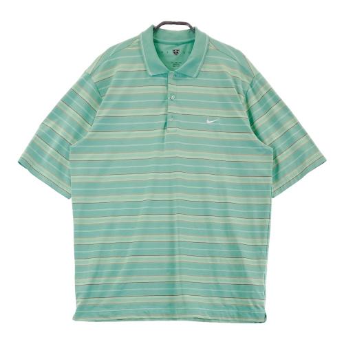 NIKE GOLF ナイキ ボーダー柄ポロシャツXL 美品 NIKE GOLF ナイキ ボーダー柄半袖ポロシャツ スウォッシュ