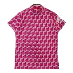 サイズ：1 PEARLY GATES パーリーゲイツ  モックネック 半袖 Tシャツ ヤシ柄 ピンク系 [240101481066] ゴルフウェア レディース ストスト PEARLY GATES パーリーゲイツ モックネック 半袖 Tシャツ ヤシ柄