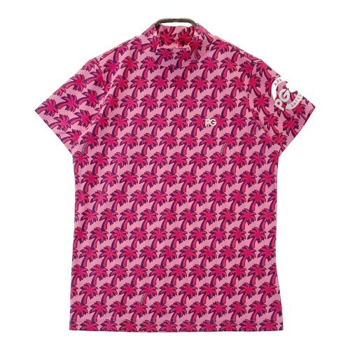 サイズ：2 DANCE WITH DRAGON ダンスウィズドラゴン  半袖モックネックTシャツ ボーダー ピンク系 [240101416012] ゴルフウェア レディース ストスト DANCE WITH DRAGON ダンスウィズドラゴン 半袖モックネックT