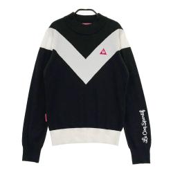 サイズ：LL LE COQ GOLF ルコックゴルフ  半袖 コットン ニットセーター  ネイビー系 [240101463649] ゴルフウェア レディース ストスト サイズ：LL LE COQ GOLF ルコックゴルフ 半袖 コットン ニット