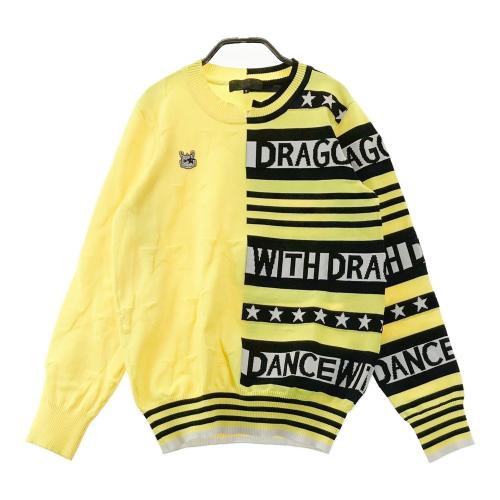サイズ：2 DANCE WITH DRAGON ダンスウィズドラゴン  ハイネック ニットセーター チビドラ総柄 ピンク系 [240101427500] ゴルフウェア レディース ストスト DANCE WITH DRAGON ダンスウィズドラゴン ハイネック ニット