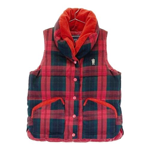 BEAMS GOLF ビームスゴルフ ダウンベスト チェック柄 レッド系