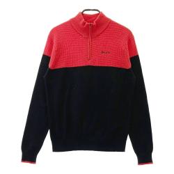 CRG GOLF ハーフジップセーター レッド新品未使用 セール】 【MEN】【手洗い可】リブアーガイル ハーフジップ
