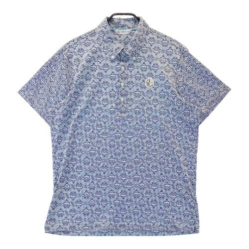 美品【and per se】アンパスィ 総柄 長袖ポロシャツ ゴルフ ネイビー AND PER SE アンパスィ 長袖 ポロシャツ 総柄 ネイビー系 サイズ
