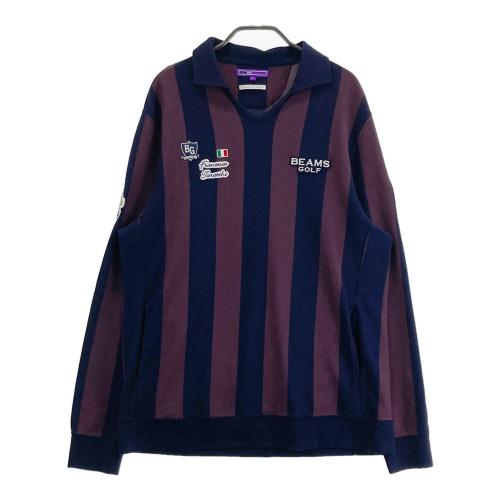 サイズ：XL BEAMS GOLF ビームスゴルフ  ハーフジップ 長袖Tシャツ  ネイビー系 [240101422259] ゴルフウェア メンズ ストスト BEAMS GOLF ビームスゴルフ ハーフジップ 長袖Tシャツ ネイビー