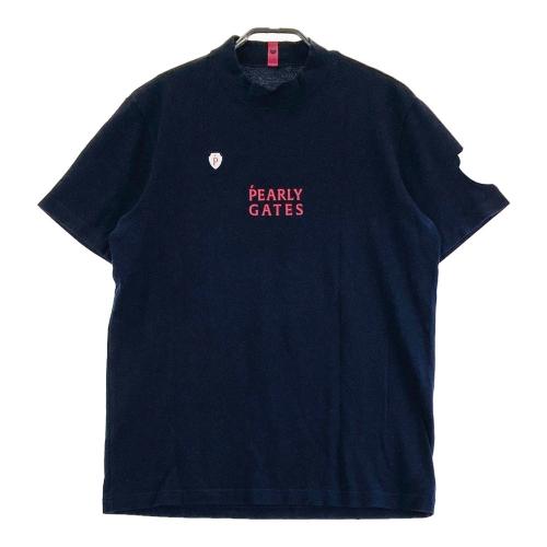 サイズ：6 PEARLY GATES パーリーゲイツ 053-2267705 ハイネック 半袖Tシャツ ロゴ総柄 パープル系 [240101410987] ゴルフウェア メンズ ストスト PEARLY GATES パーリーゲイツ 053-2267705 ハイネック 半袖T