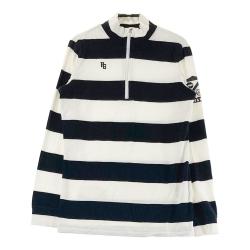 サイズ：5 PEARLY GATES パーリーゲイツ  ハーフジップ 長袖Tシャツ ボーダー柄 ホワイト系 [240101386587] ゴルフウェア メンズ ストスト PEARLY GATES パーリーゲイツ ハーフジップ 長袖Tシャツ