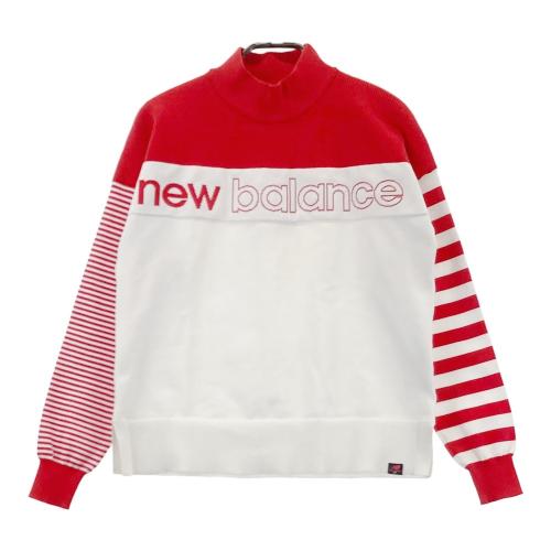 サイズ：0 NEW BALANCE GOLF ニューバランス  ウール混 ニットセーター ボーダー×総柄 ホワイト系 [240101422949] ゴルフウェア レディース ストスト NEW BALANCE GOLF ニューバランス ウール混 ニットセーター