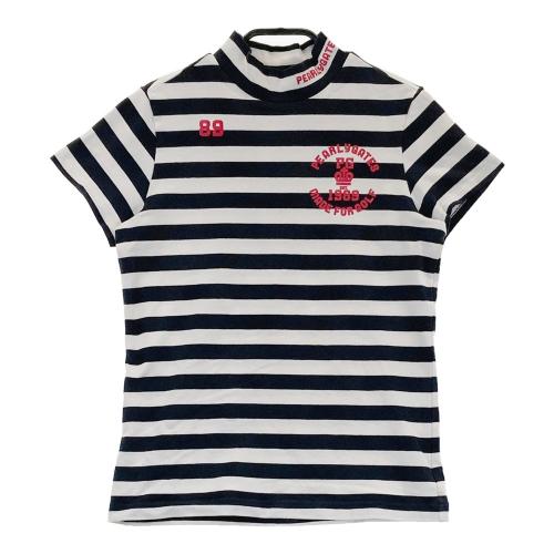 サイズ：1 PEARLY GATES パーリーゲイツ  ハイネック半袖Tシャツ ボーダー柄 ネイビー系 [240101459184] ゴルフウェア レディース ストスト PEARLY GATES パーリーゲイツ ハイネック半袖Tシャツ ボーダー柄