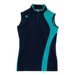サイズ：L DESCENTE GOLF デサントゴルフ  ハイネックノースリーブニットシャツ  ブルー系 [240101475010] ゴルフウェア レディース ストスト サイズ：L DESCENTE GOLF デサントゴルフ ハイネック
