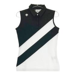 coco 中古 デサントゴルフ DESCENTE GOLF レディース ノースリーブ M 黒 ブラック ポロシャツ DESCENTE GOLF(デサントゴルフ) レディース｜中古ゴルフウェア