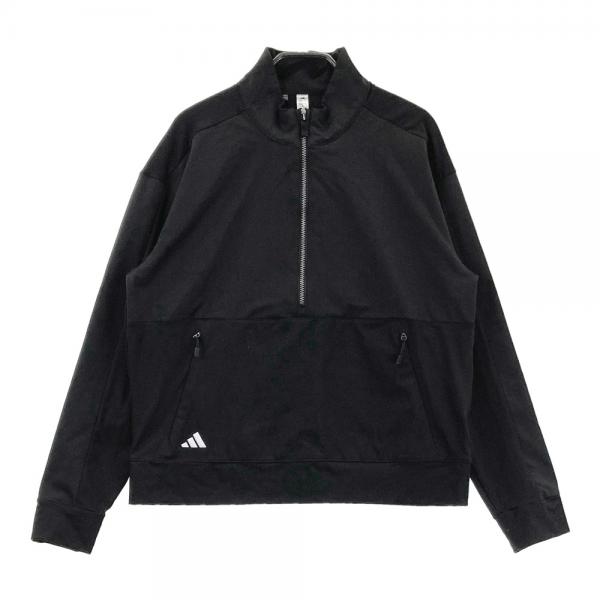 サイズ：L ADIDAS GOLF アディダスゴルフ 2024年モデル JE7339 長袖 ハーフジップジャケット  ブラック系 [240101486060] ゴルフウェア レディース ストスト ADIDAS GOLF アディダスゴルフ 2024年モデル JE7339 長袖 ハーフ
