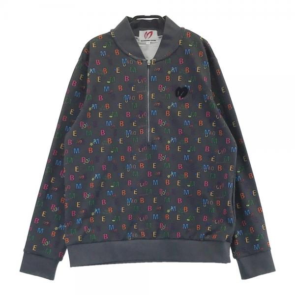 サイズ：2 MASTER BUNNY EDITION マスターバニーエディション 2024年モデル 裏起毛 ハーフジップ 長袖Tシャツ ロゴ 総柄 グレー系 [240101486215] ゴルフウェア レディース ストスト MASTER BUNNY EDITION マスターバニーエディション 2024年モデル