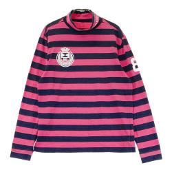 サイズ：2 PEARLY GATES パーリーゲイツ  ハイネック長袖Tシャツ ボーダー柄 ピンク系 [240101445814] ゴルフウェア レディース ストスト PEARLY GATES パーリーゲイツ ハイネック 長袖Tシャツ ボーダー