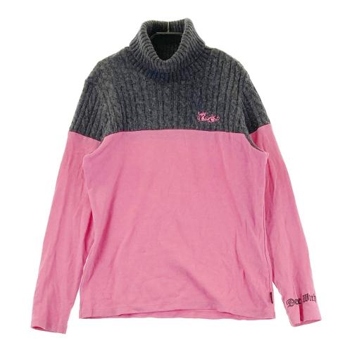 サイズ：2 DANCE WITH DRAGON ダンスウィズドラゴン  タートルネック 長袖Tシャツ 総柄 ピンク系 [240001219430] ゴルフウェア レディース ストスト DANCE WITH DRAGON ダンスウィズドラゴン タートルネック 長袖T