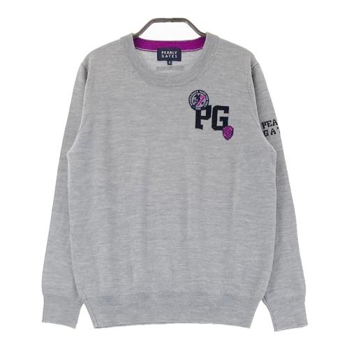 サイズ：1 PEARLY GATES パーリーゲイツ 055-2170110 長袖 ニットセーター  グレー系 [240101372063] ゴルフウェア レディース ストスト PEARLY GATES パーリーゲイツ ウール ニットセーター グレー系